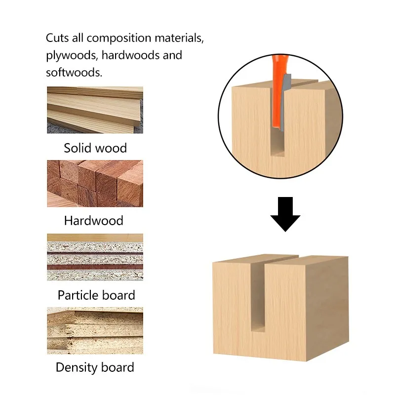 XCAN Milling Cutter 8mm Shank Straight Wood Milling Cutter Tungsten Carbide Single Flute Router Bit Woodworking Tool