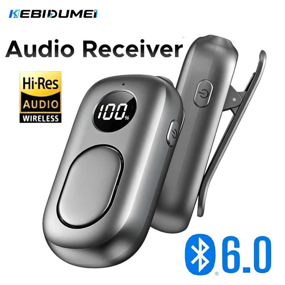 KEBIDUMEI Lavalier Bluetooth 6.0 Audio-Empfänger 3,5mm AUX mit Mikrofon, Drahtloser Adapter, unterstützt externe Lautsprecher für Auto-Lautsprecher-Verstärker