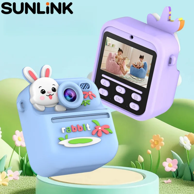 1pc children's instant camera HD digital camera photo printing dual lens selfie camera birthday gift game console music player