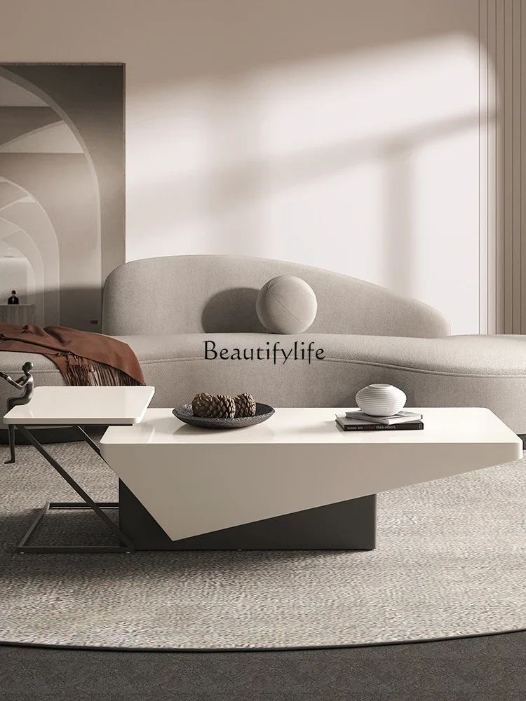 Rock slab coffee table modern simple small apartment living room creative high-end light luxury wabi sandy wind home