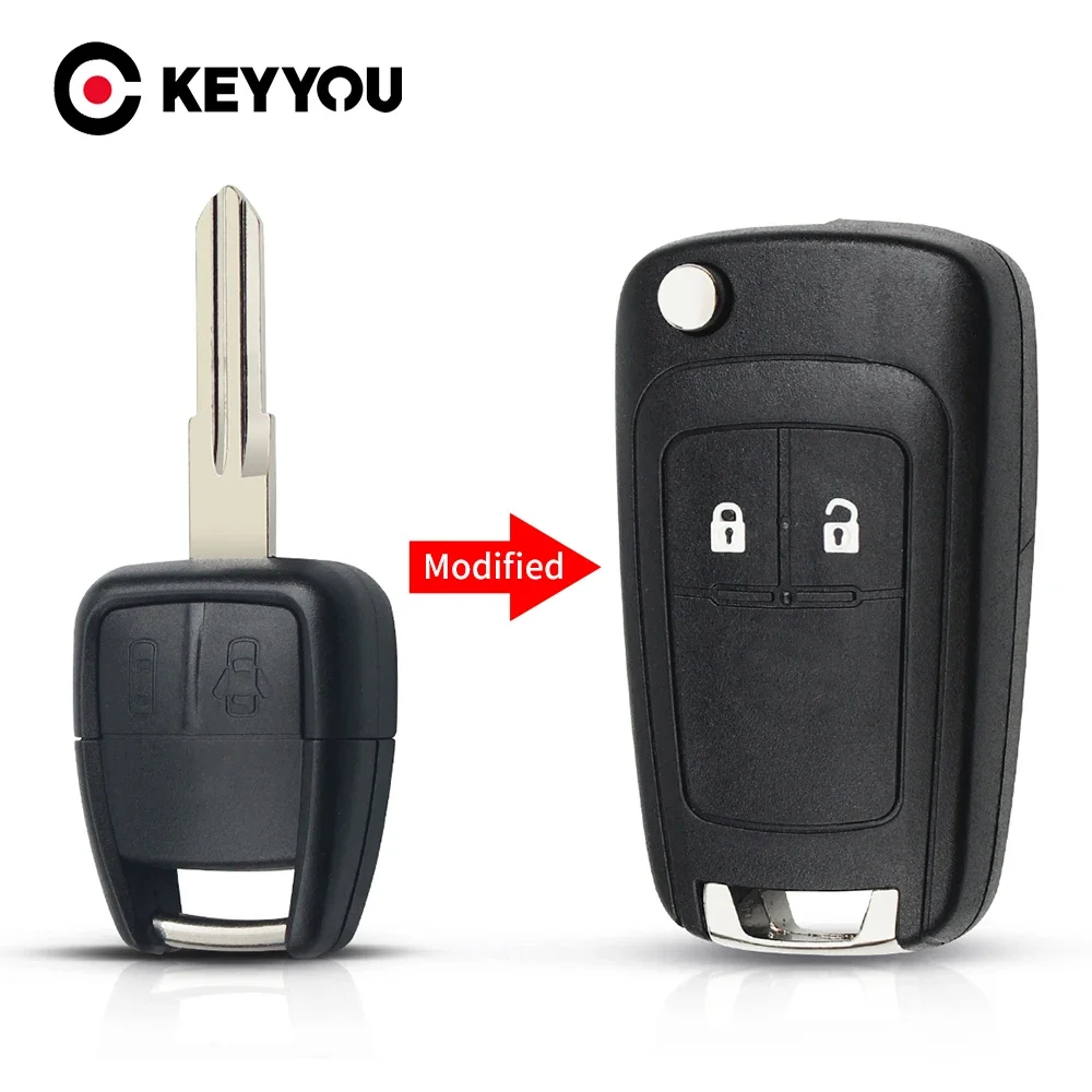 KEYYOU 2/3 BTN Upgrade Folding Flip Remote Control Car Key Shell Fob For Chevrolet Cruze Aveo Fit Opel YM28/HU46 Key Blade