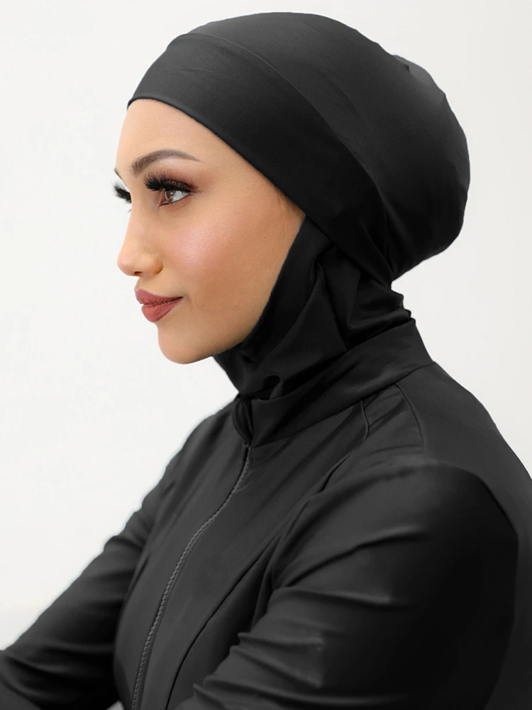 Moslim Effen Zwemmen Hijab Dames Zomer Strand Instant Tulband Cap, Sneldrogend