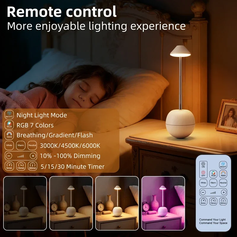  Modern RGB Touch LED Desk Lamp Height Adjustable Weight Design USB Charging Desk Lamp Bedroom Bedside Night Light