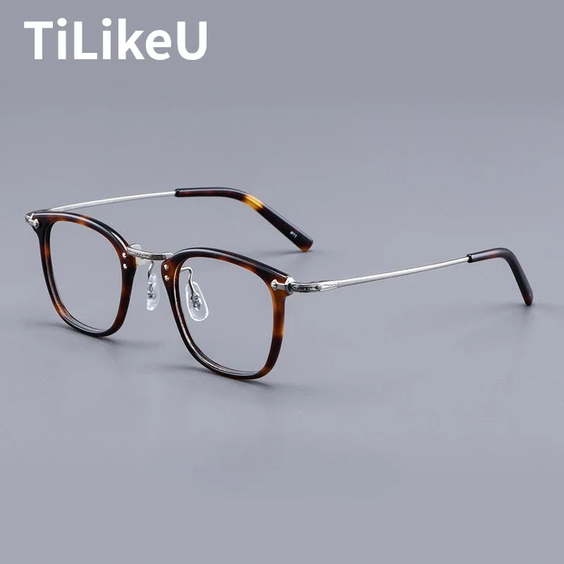 Luxury Designer Retro Oval Square Eyeglasses High Quality Handmade Titanium Acetate Men Women Prescription Optical Glasses Frame