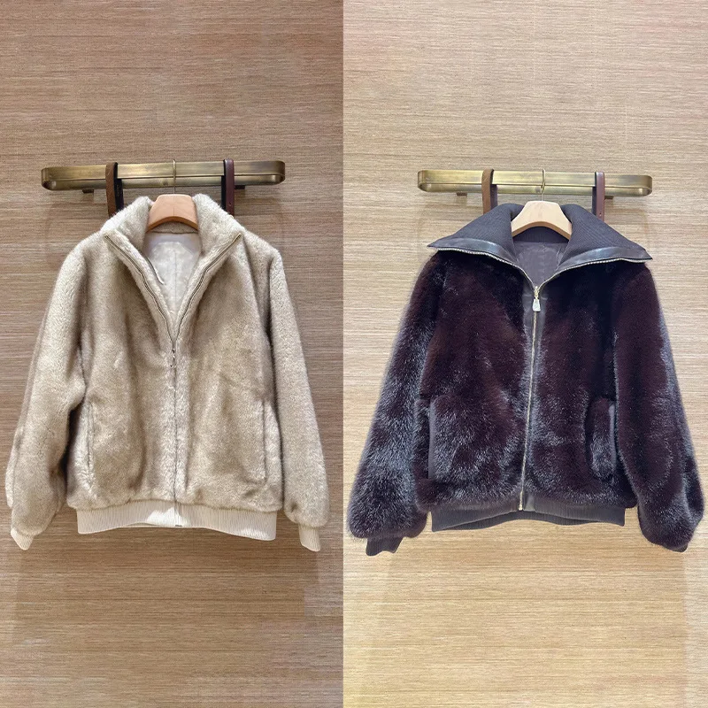 

【Подарок бесплатно】Осенне-зимняя элегантная флисовая куртка для женщин, пальто на молнии с большими лацканами, плюшевая облегающая повседневная верхняя одежда