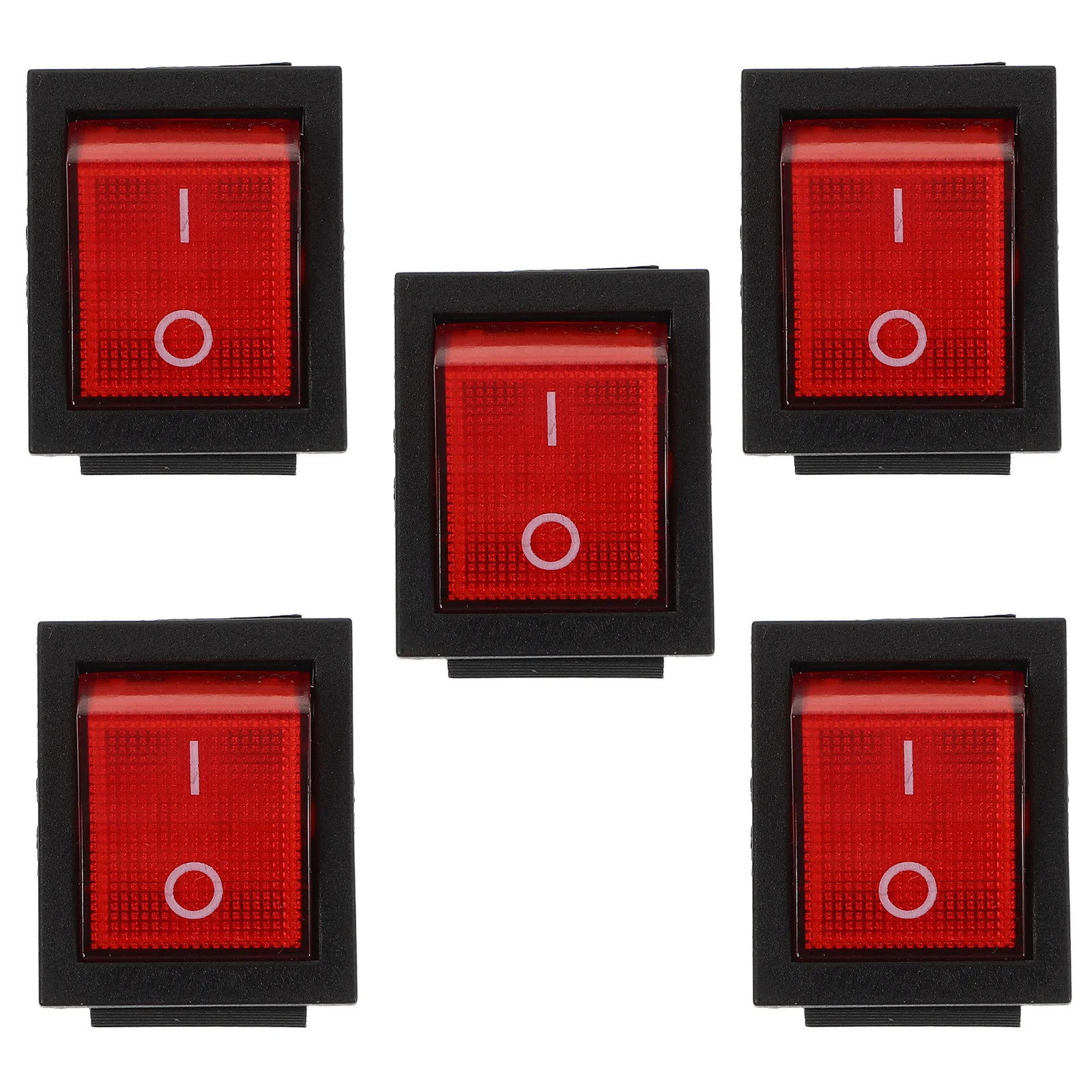 

5pcs Boat Rocker Switch Red Lens High Power On Off Toggle For Rv Marine Automotive Household Applications Waterproof