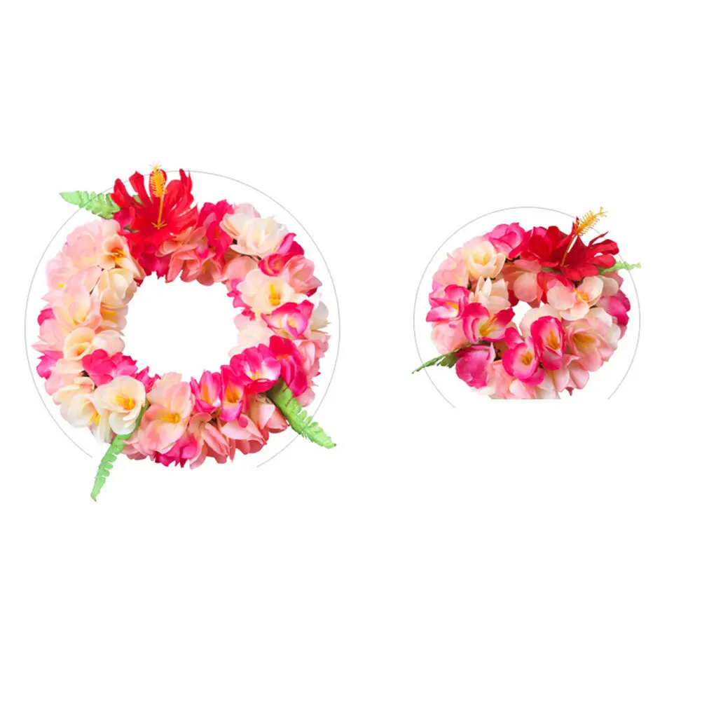

4Pcs Hawaiian Leis Floral Wreath Set Artificial Flowers Headband Necklace Bracelets Summer Luau Party Photography Props