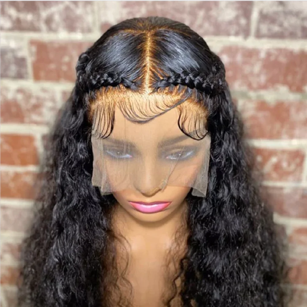 Long 26Inch 180Density Black Kinky Curly Lace Front Wig Long For  Black Women Babyhair Heat Resistant Preplucked Glueless Daily