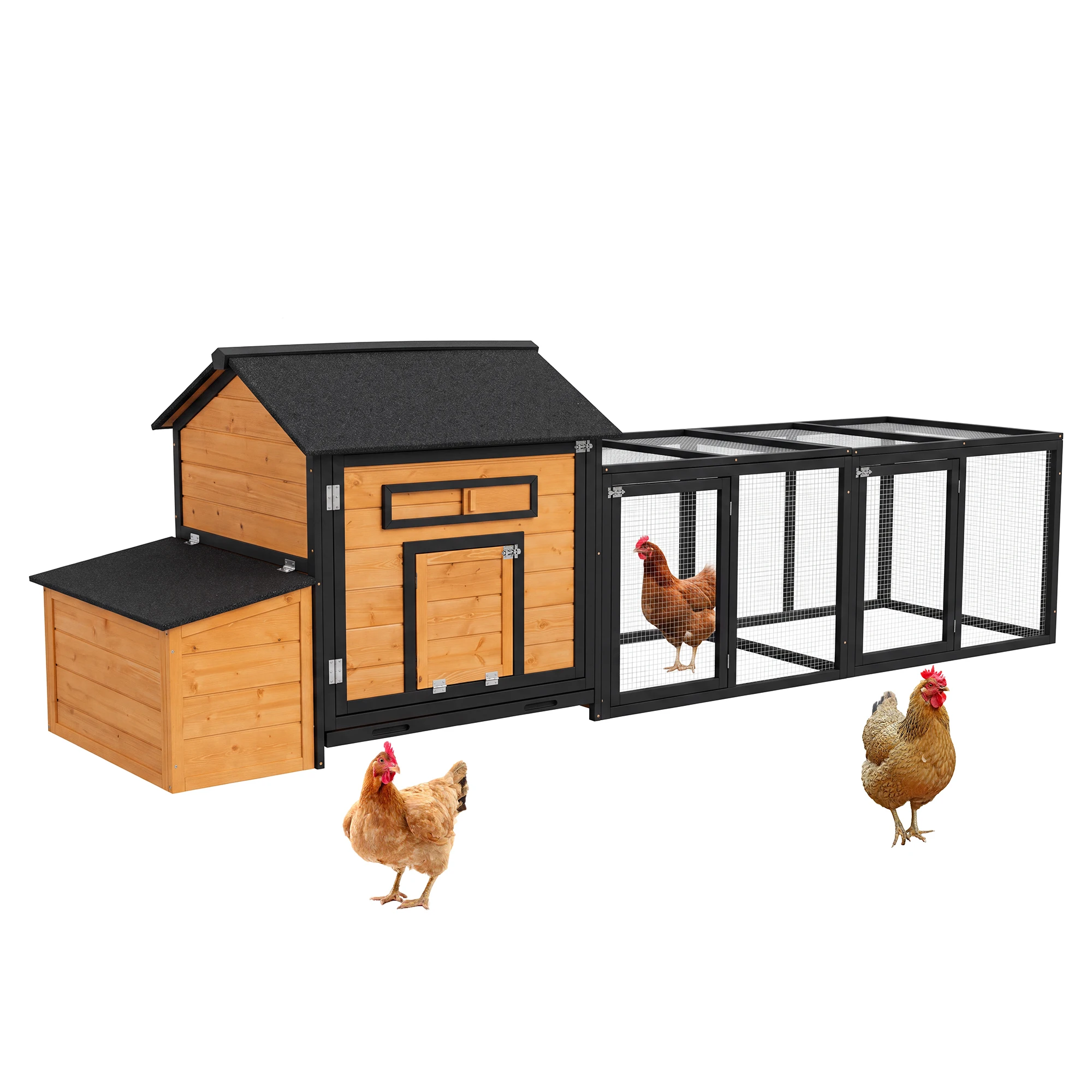 Large Wooden Chicken Coop For 3 To 5 Chickens Weatherproof Elevated Hen House With Nesting Boxes Enclosed Run Ramp And Pull Out Tray