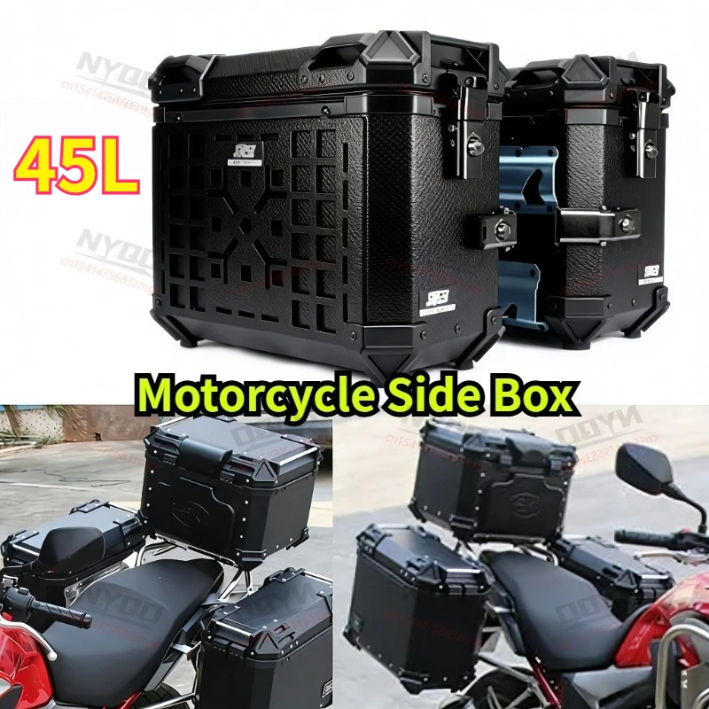 

Universal 45L Aluminum Alloy Motorcycle Side Box Waterproof Quick Release Saddlebag Luggage Cases Storage Tool Box