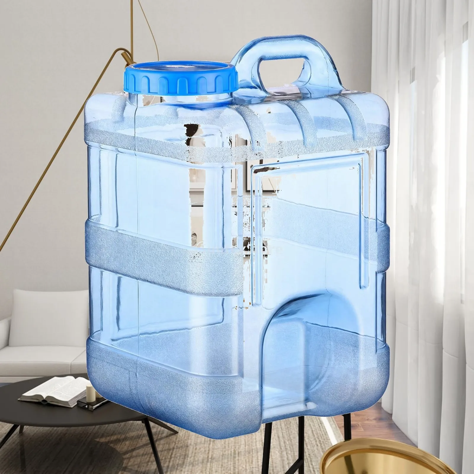 Rectangular Storage Conta Transparent Blue Square Jug Large Capacity Water Storage Bucket PC Material for Kitchen Use