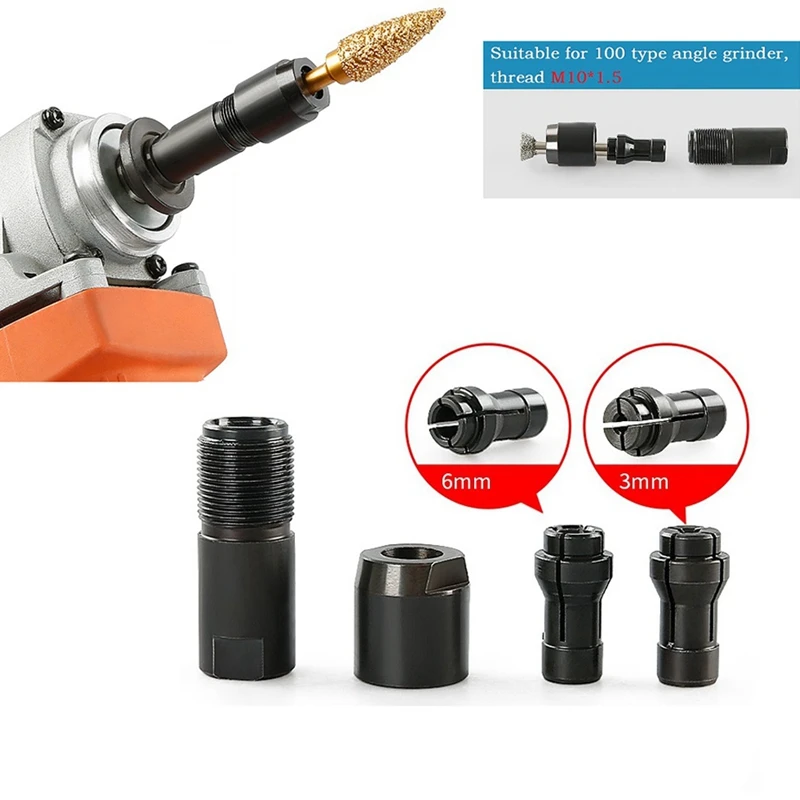 Modified Angle Grinder To Straight Grinder Adapter Metal Grinder Chuck 3/6Mm For 100 Angle Grinder Grinding Polishing