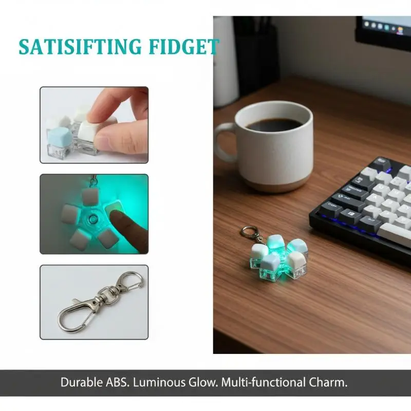Button Bread Keycap Clicker Keychain Stress Relief Fidget Toy for Unwinding at Home School or Work Portable Accessory