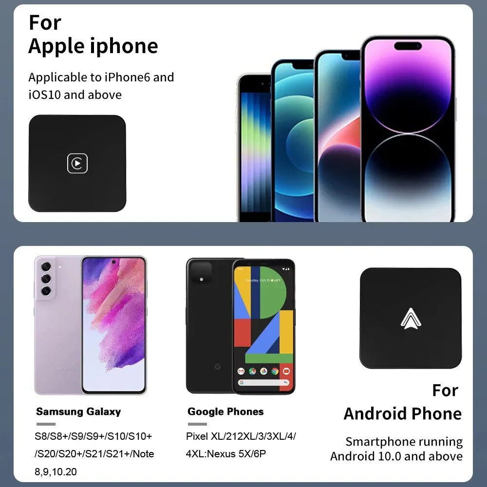 ミニCarplayおよび自動ボックスドングル、ワイヤレス、auti、toyota、mazda、nissan、chevaluru、Suzuki、subaru、kia、ford、opel、skoda、hysturs