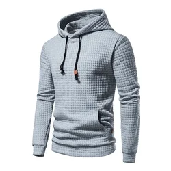 2024 New Men's Solid Color Hoodie Autumn Fashion Casual Long Sleeve Warm Hoodie Drawstring Pocket Outdoor Sports Running Top