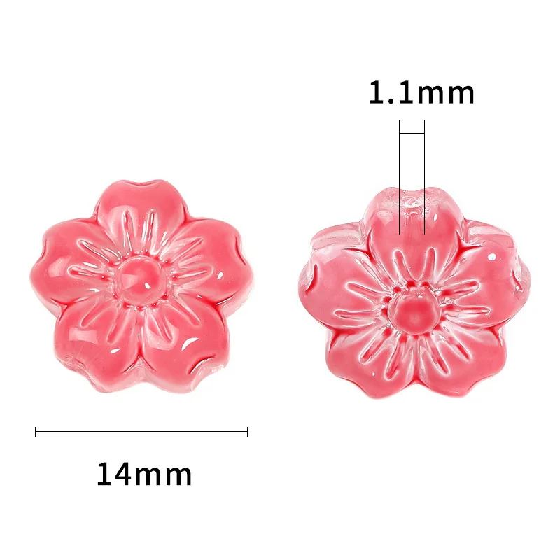 Flower Shape Glass Loose Beads para Fazer Jóias, Handmade, Enfeite, Lampwork, DIY Pulseira, Descobertas Artesanato, 14mm, 10Pcs