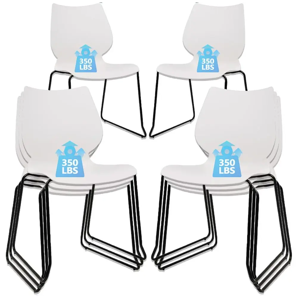 

Stackable Waiting Room Chair, Stacking Office Chair with Ergonomic Lumbar Support and Metal Legs, Plastic Desk Chairs for Confe