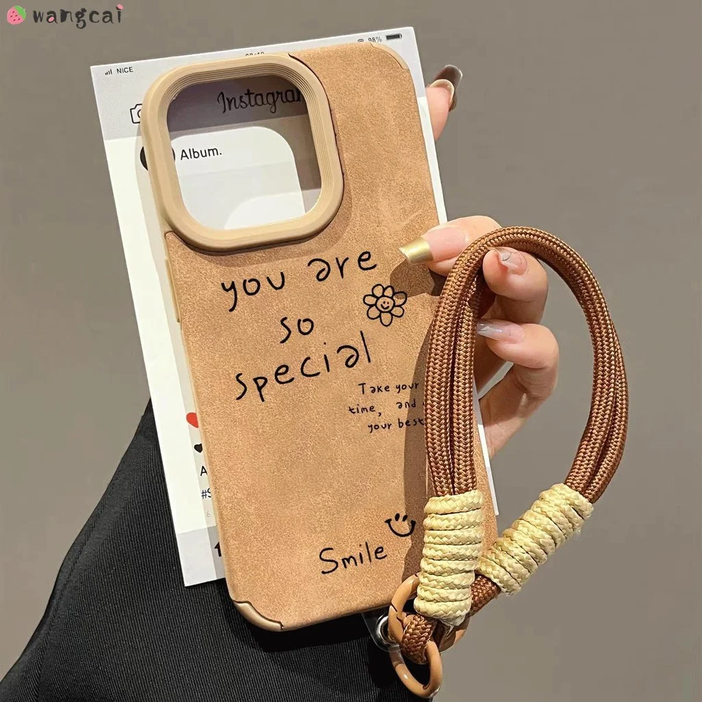 

Phone Case With Lanyard Strap For OPPO Reno 15C 15 14 13 12 11 9 6 Pro 8 Find X9 X8 Ultra X8S Pro Smile Flower PU Leather Cover
