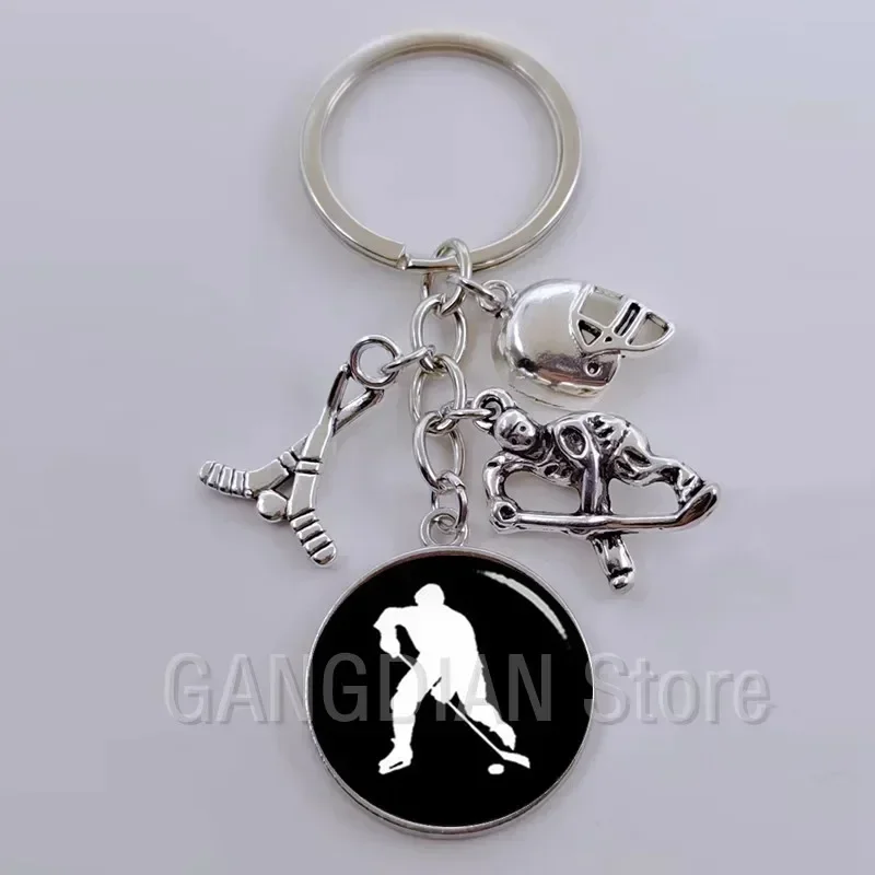 

DIY Ice Hockey Athlete Skateboard and Ice Hockey Club Pendant Men's Jewelry Car Keychain Ice Fan Souvenir Keychain Gift