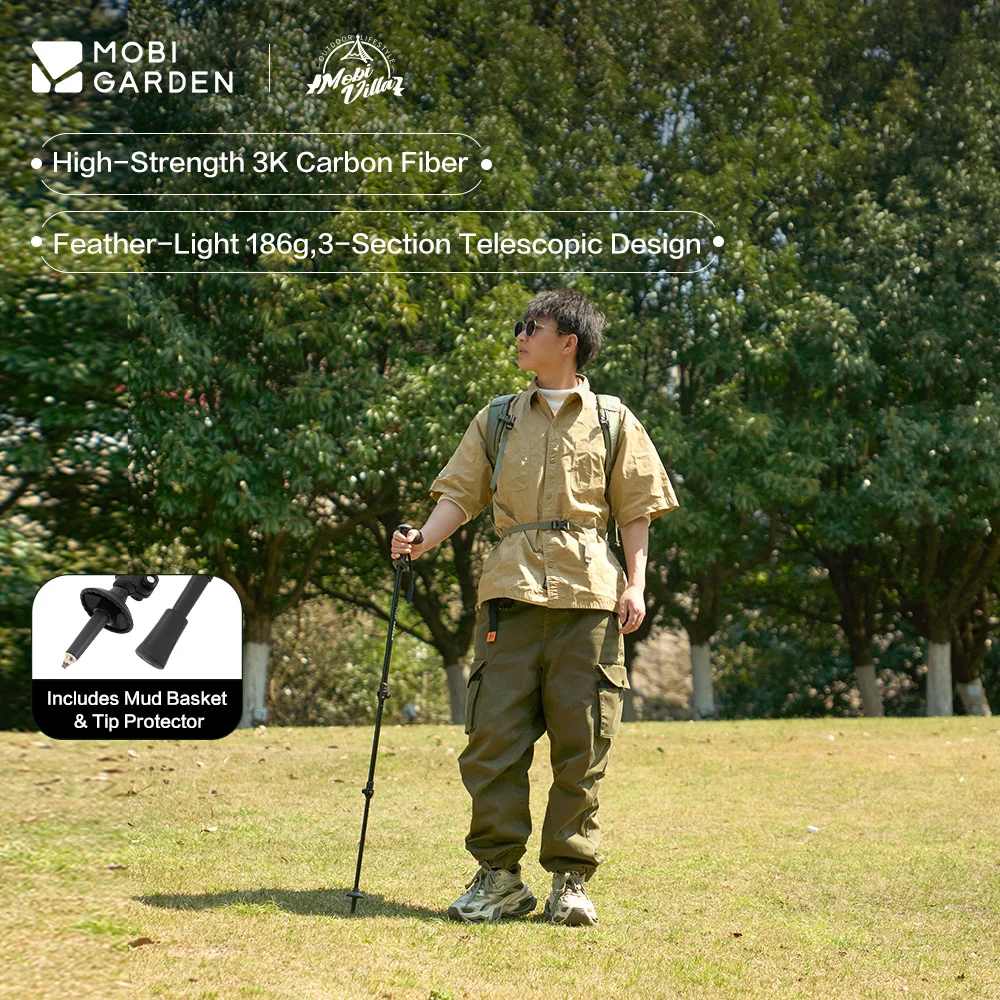 

Трекинговые палки MOBI GARDEN из высокопрочного углеродного волокна 3K, около 186 г, высокая твердость, прочная опора, 3-секционные, телескопические.