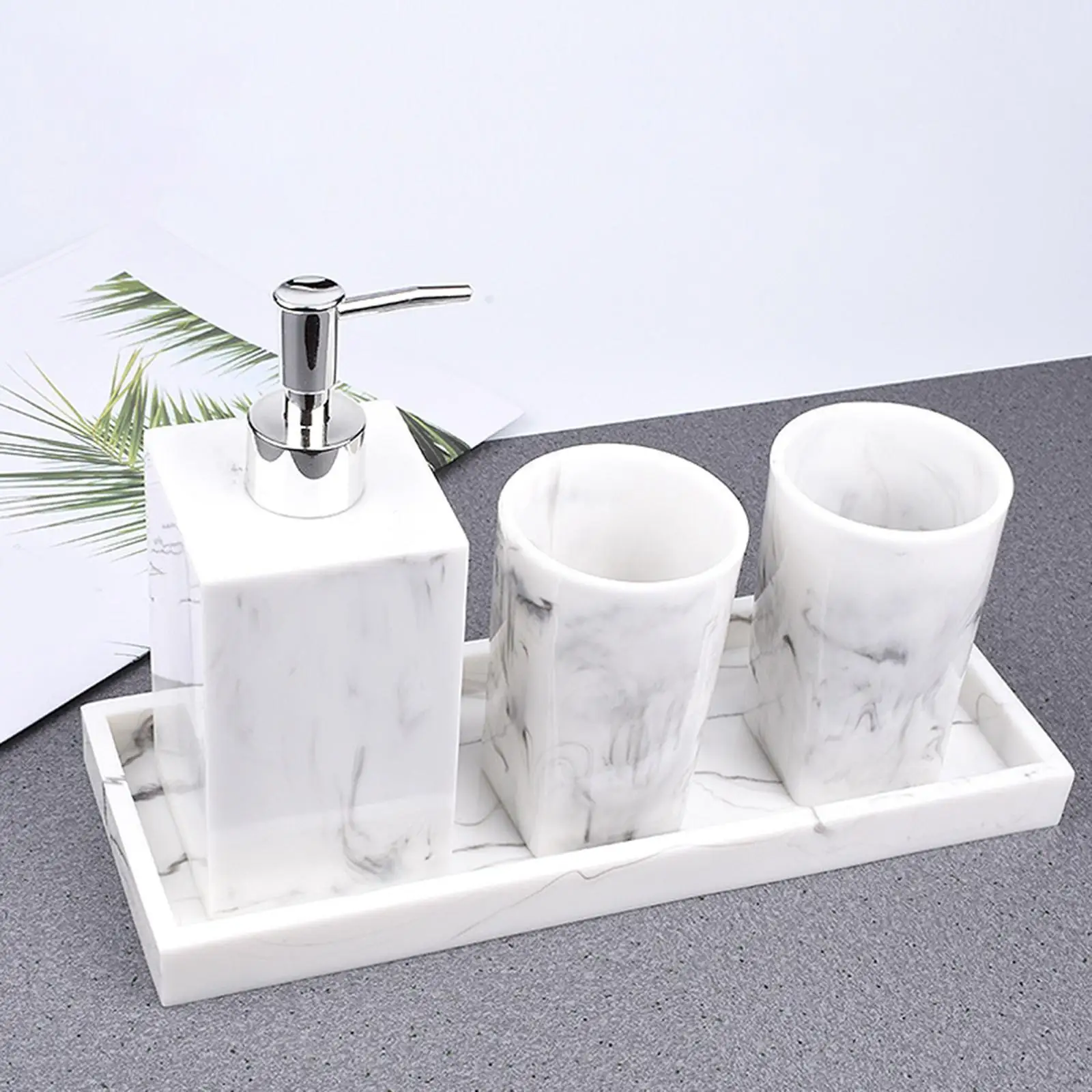 Bathroom Accessories Set Cup Soap Dish Toothbrush Holder Tissue Box Nordic Natural Resin Dispenser Bottle Bath for Bathroom