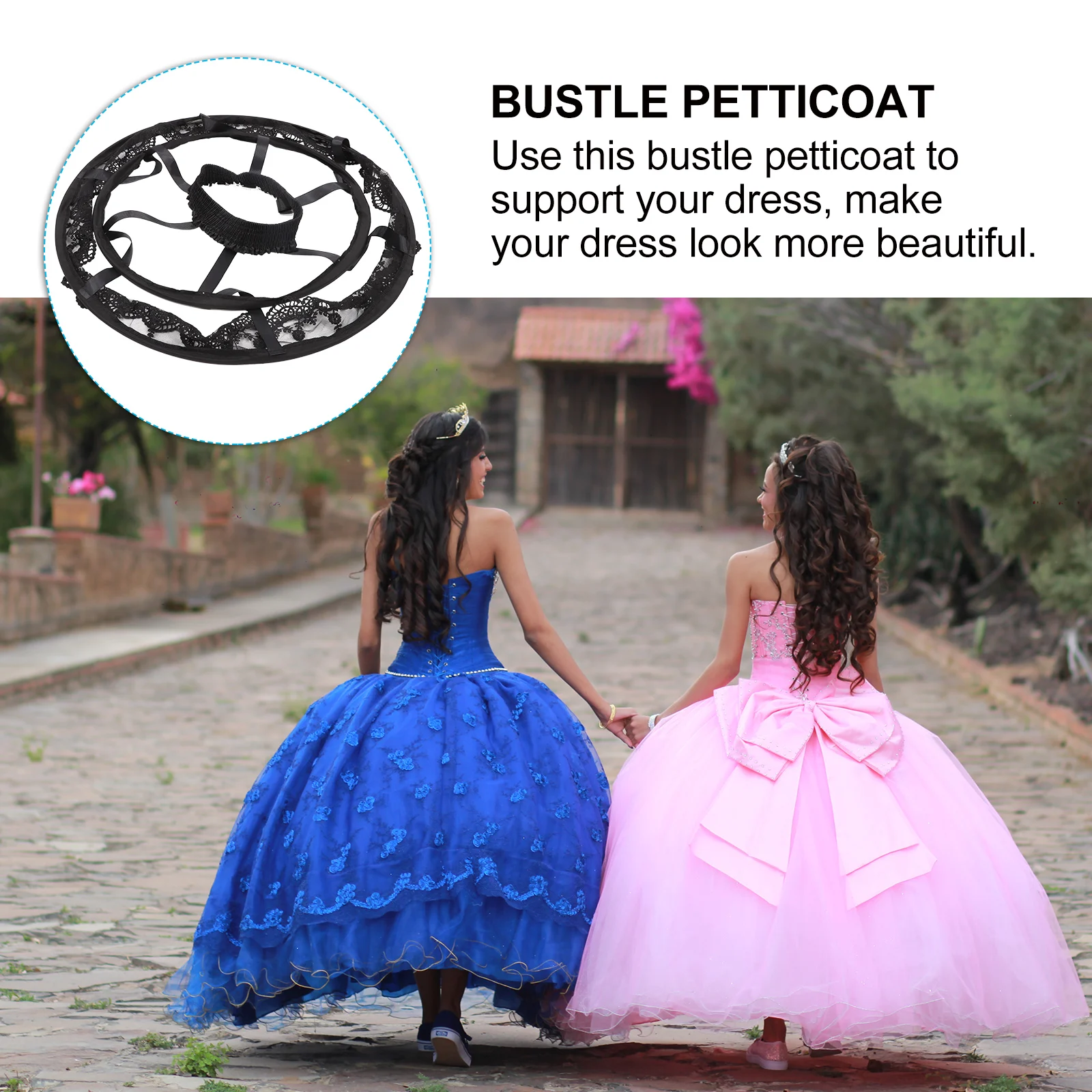 

Beautiful Fishbone Petticoat Dress Support Cage Skirt Adjustable for Women and Girls Prom Events