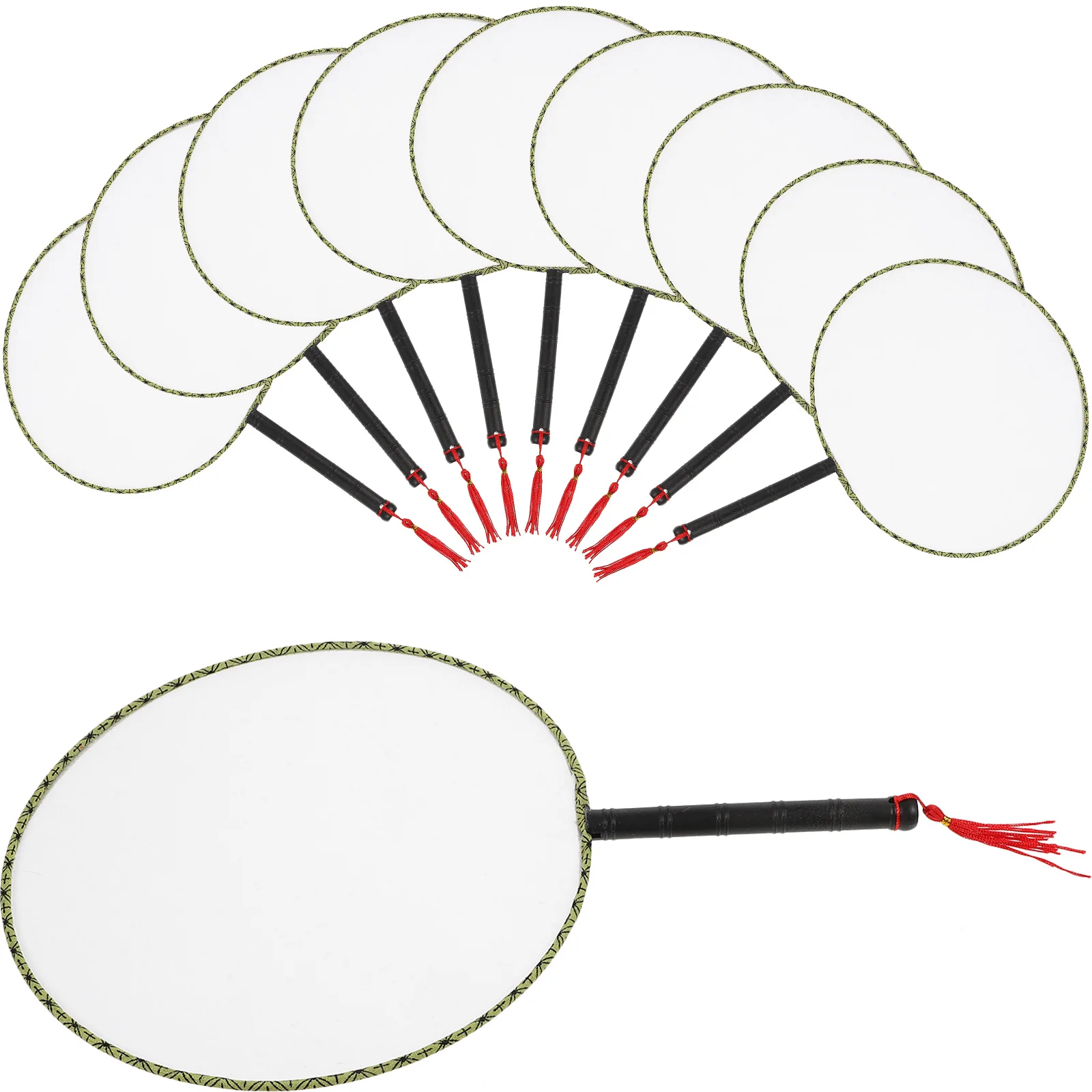 10 قطعة مروحة اللوحة الأبيض جولة يده قماش حريري Diy بها بنفسك فارغة الفن الحرفية مجموعة لرياض الأطفال الرسم الإبداعية مشروع الطرف #2