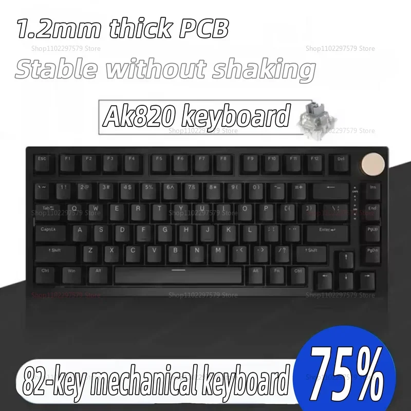 Ak820 Mechanical Keyboard Wired USB 75% White Light Gasket Full Key Hot Swap Esports Gaming Keyboard Custom for Pc Laptop
