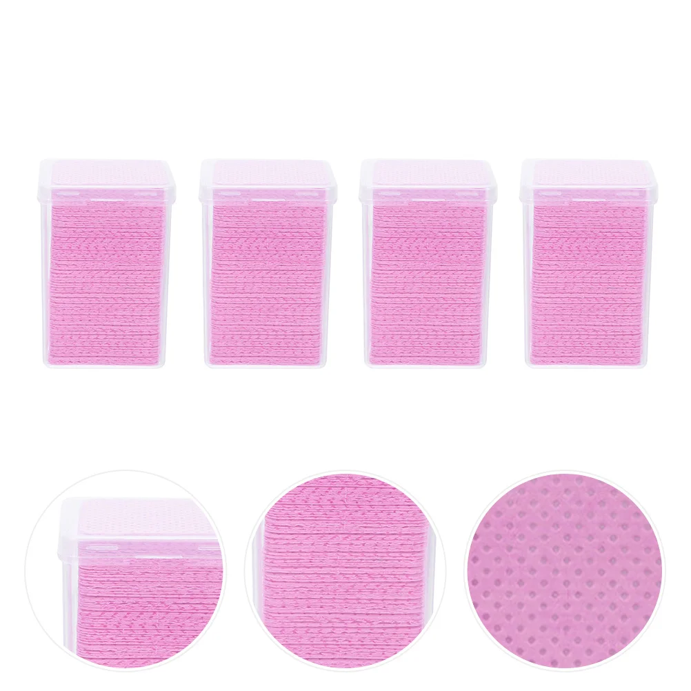 

4 Boxes Eyelash Glue Cleaning Pads Non-Woven Fabric Wipes for Salon Bottle Residue Removal Lint-Free Portable Professional Use
