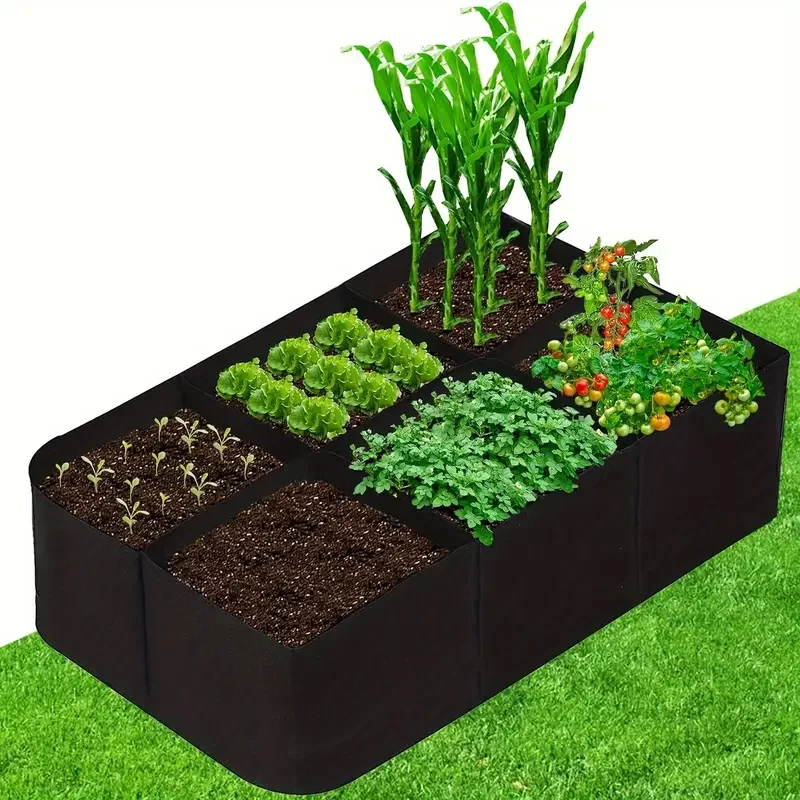 1pcs,6 Grids Plant Grow Bags,Breathable Planter Raised Beds For Growing Vegetables Potatoes ,Contai,For Outdoor Indoor Gardening