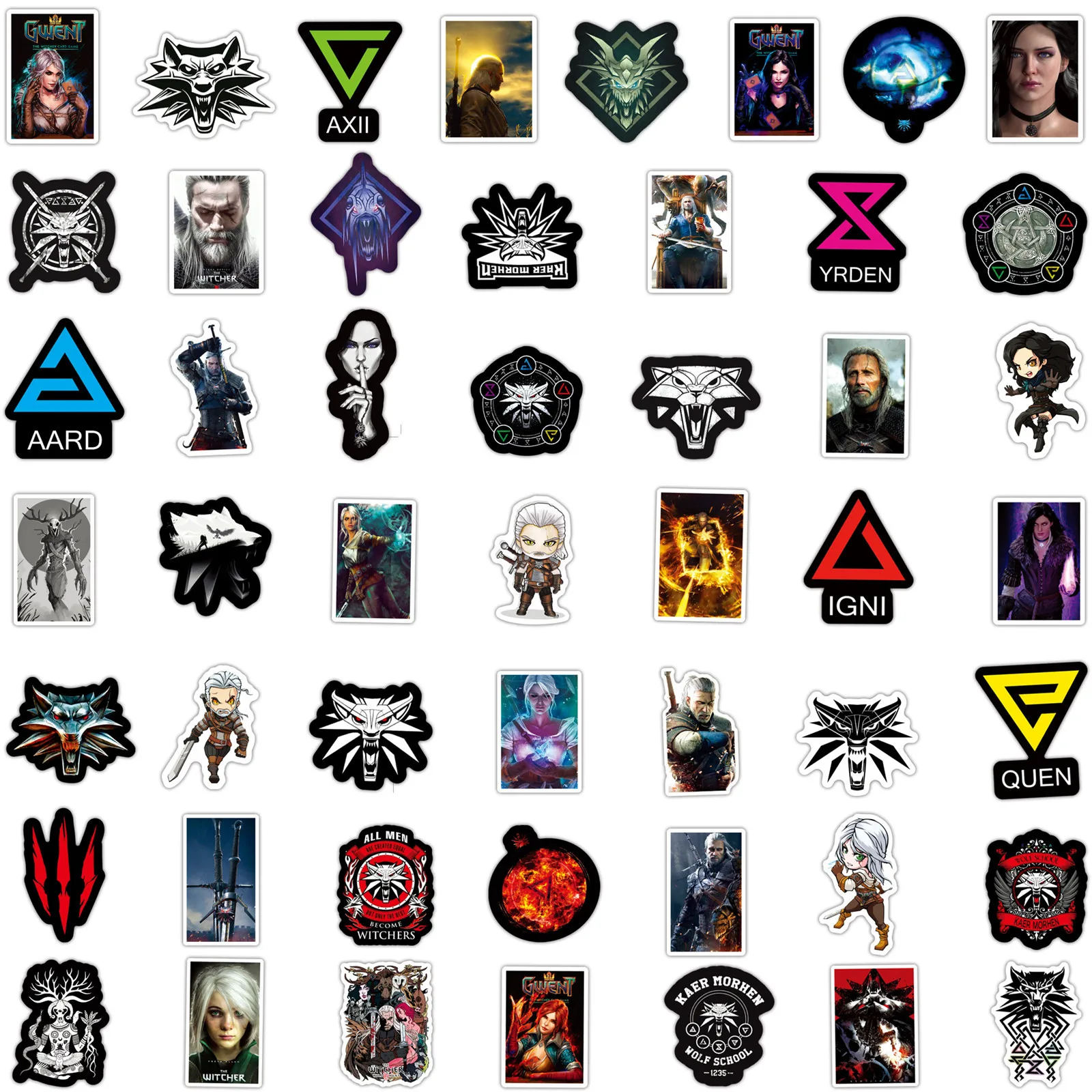 50Pcs Cool Witcher Game Stickers for Teens Laptop, Waterproof Vinyl Decals for Adults Boys Laptop Water Bottles Computer Phone