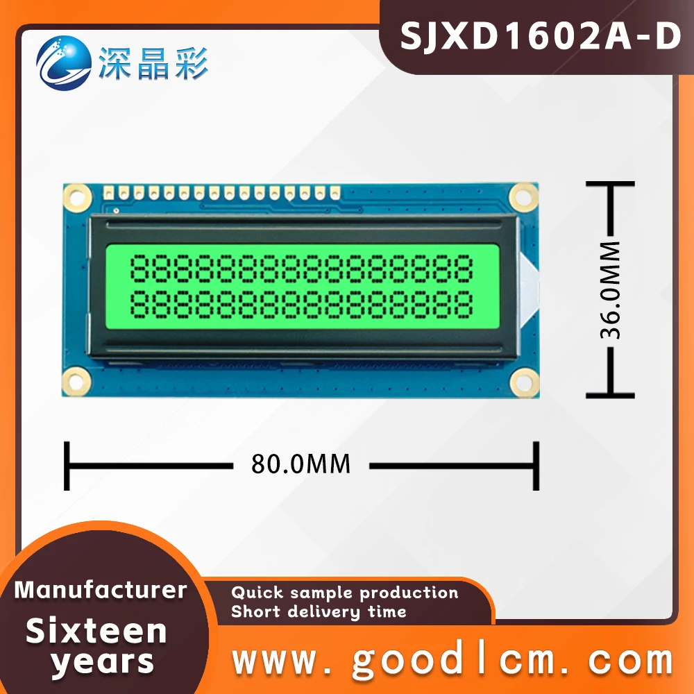 Оптовая продажа с фабрики 1602 ЖК-дисплей высокого разрешения STN Изумрудный положительный ЖК-дисплей 16X2 IIC/SPI/6800 интерфейс 5,0 в/3,3 в источник питания