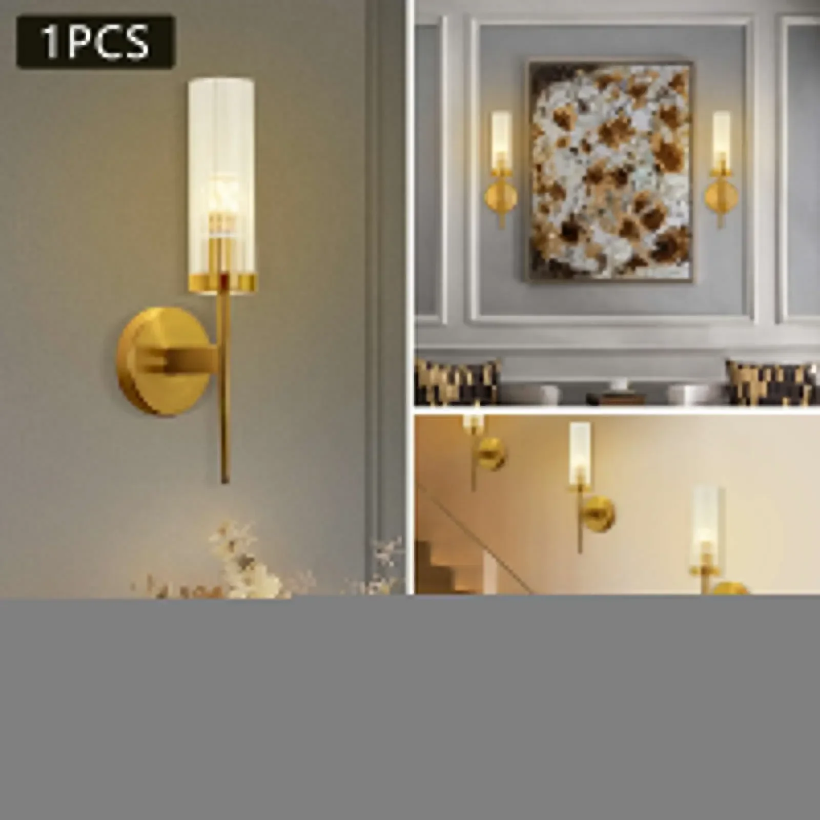 Modern Gold Wall Light Sconce Glass Shade Hallway Bedroom Bathroom Fixtures 110V