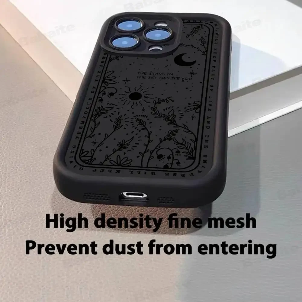 Silikonowe etui na telefon z motywem czarownic, księżyca, gwiazdy, tarota, tajemniczego totemu, odporne na wstrząsy, do iPhone 17 Air 17 16 15 14 13 12 11 Plus Pro Max
