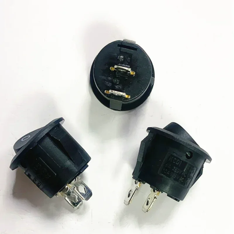10Pcs AC 6A 10A 250V On Off Snap in SPST Round Boat Rocker Switch Black