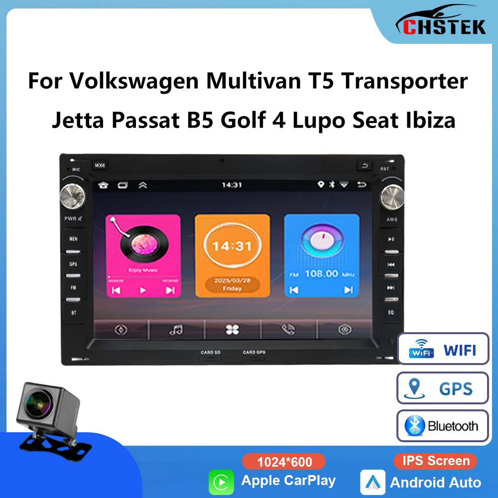 CHSTEK Carplay Car Radio For VW Golf 4 Passat B5 Jetta Polo Multivan T5 Transport Bora Seat GPS Screen System Bluetooth Android