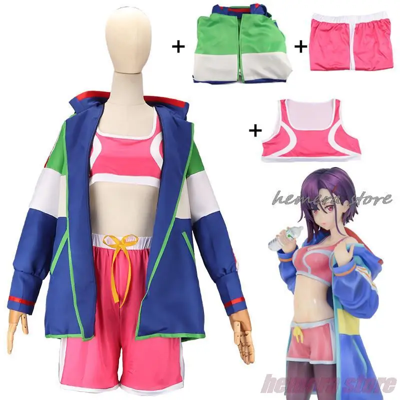 Zom100 Bucket List of The Dead Shizuka Mikazuki Cosplay Costume Akira Tendo Cosplay Wig Hoodie Jacket Pink Vest Shorts Pantyhose