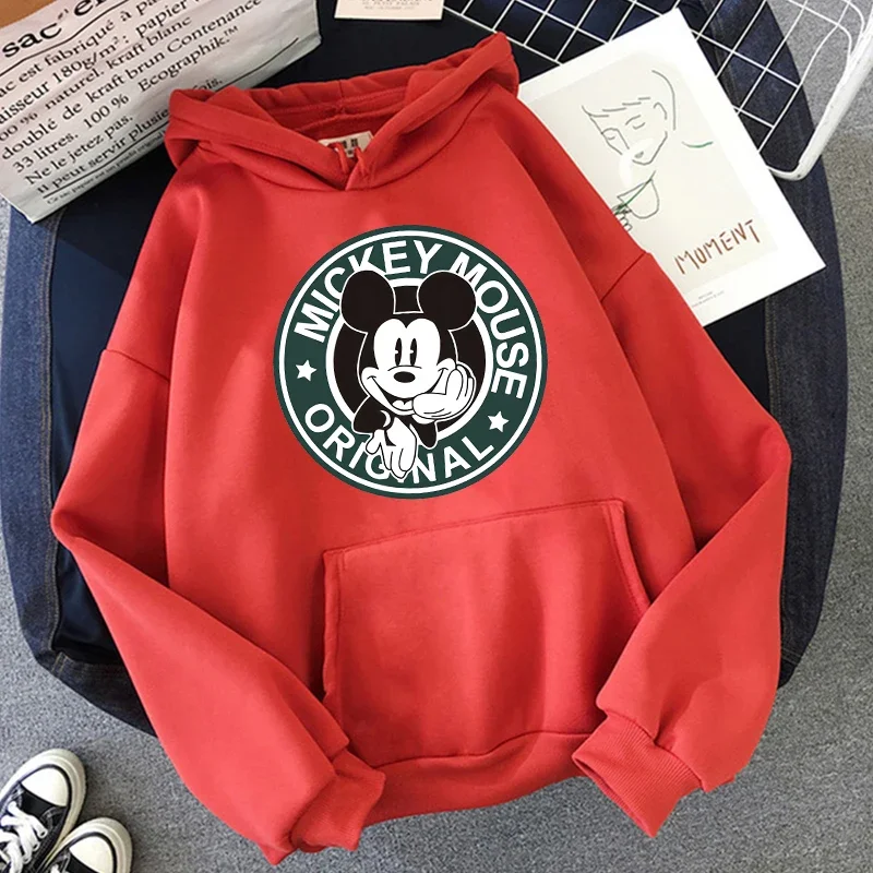 Kawaii Women Hoodies Minnie Hoodie Pullover Mickey Mouse Women\'s Sweatshirts Harajuku Streetwear Cartoon Casual Clothes Tops