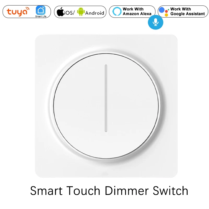

Умный выключатель света Tuya Zigbee/Wi-Fi с регулировкой яркости, сенсорная панель с евровилкой, настенный выключатель, работает с Alexa Google Home