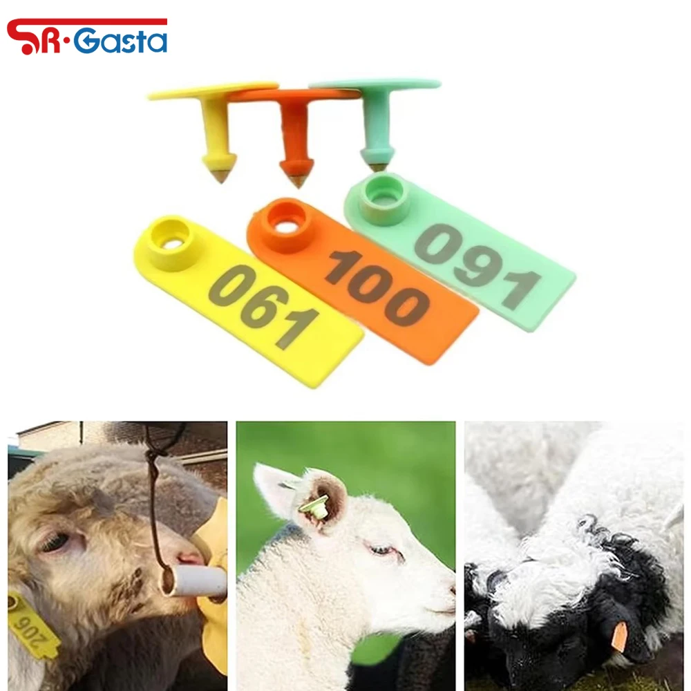 

001-100 Ушные бирки для овец и коз, маркеры для животных, номерные ушные бирки для скота, карты-бирки для овец, для прокола ушей