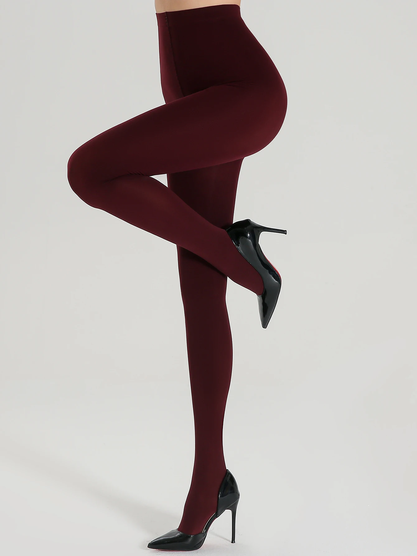 فستان للنساء أنجورا أحمر أنيق، طماق مثيرة، جوارب طويلة غير شفافة عالية التمدد #3