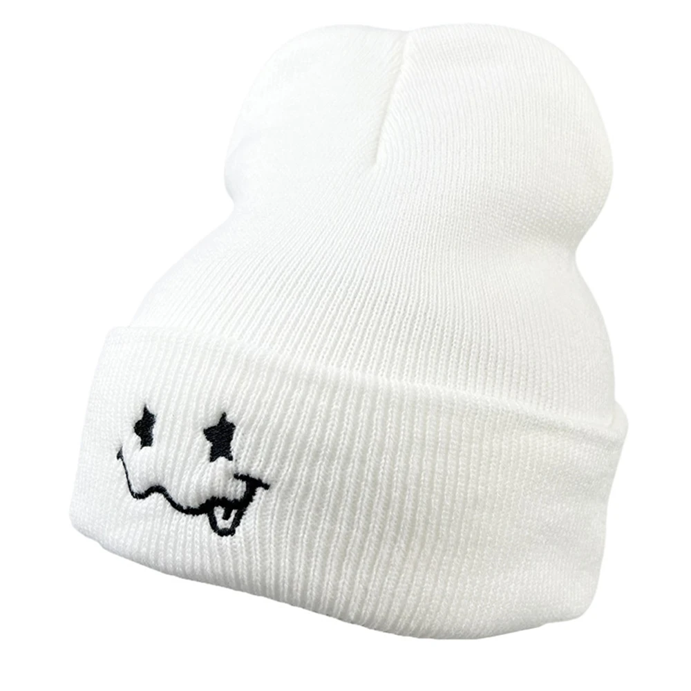 Winter Autumn Cold Cap Funny Smiley Face Embroidery Knitted Hat High Quality Soft  Beanie Outdoor Men Women Hat