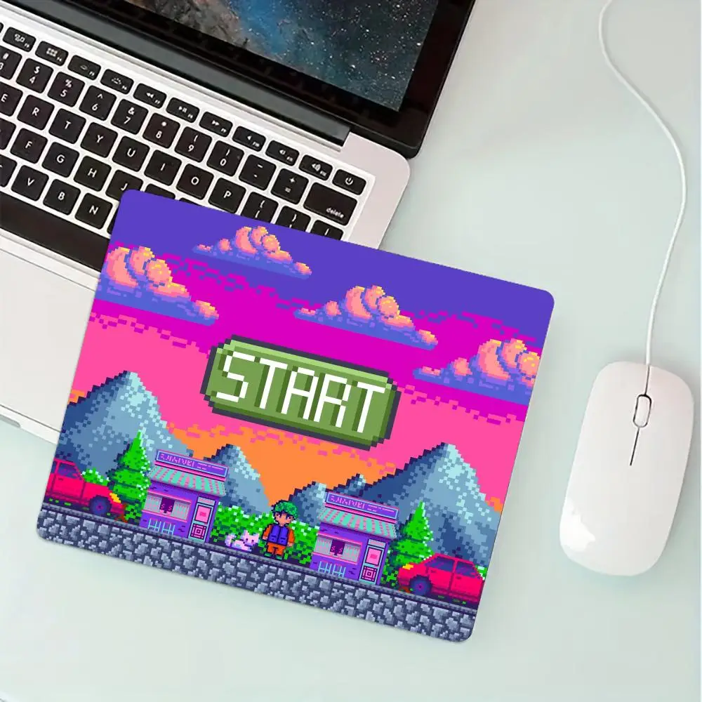 

Neon pixel art style game small mouse pad rubber anti-slip desk mat gaming mats pc accessories laptop office pad water-washable