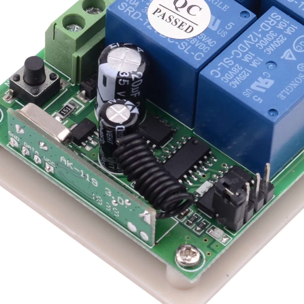 433 MHz Wireless Universal Remote Control Switch DC 12V 4CH RF Relay Receiver and Transmitter for Garage and Gate Controller