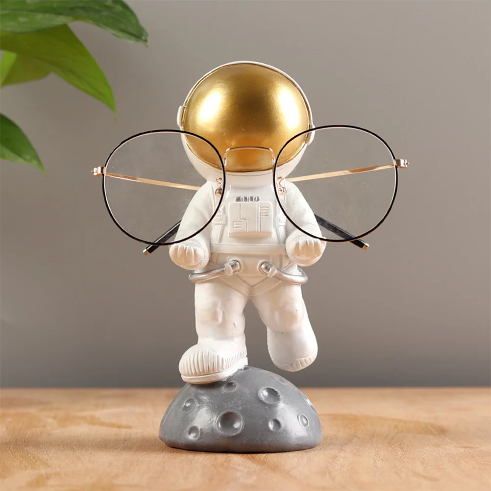 Astronaut Sunglasses Stand Resin Cartoon Eyeglass Holder Desktop Decorative Glasses Rack Office Spaceman Pen Display Ornament