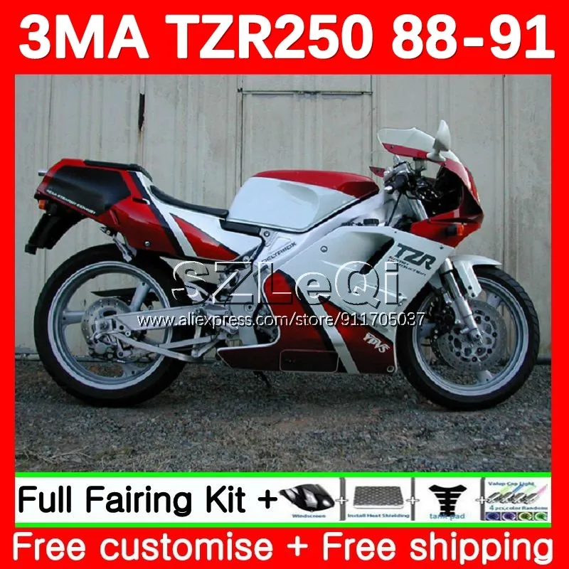 3MA Kit For YAMAHA TZR-250 White red TZR250 YPVS RS TZR 250 TZR250R 88 89 90 91 139No.37 TZR250RR 1988 1989 1990 1991 Fairing