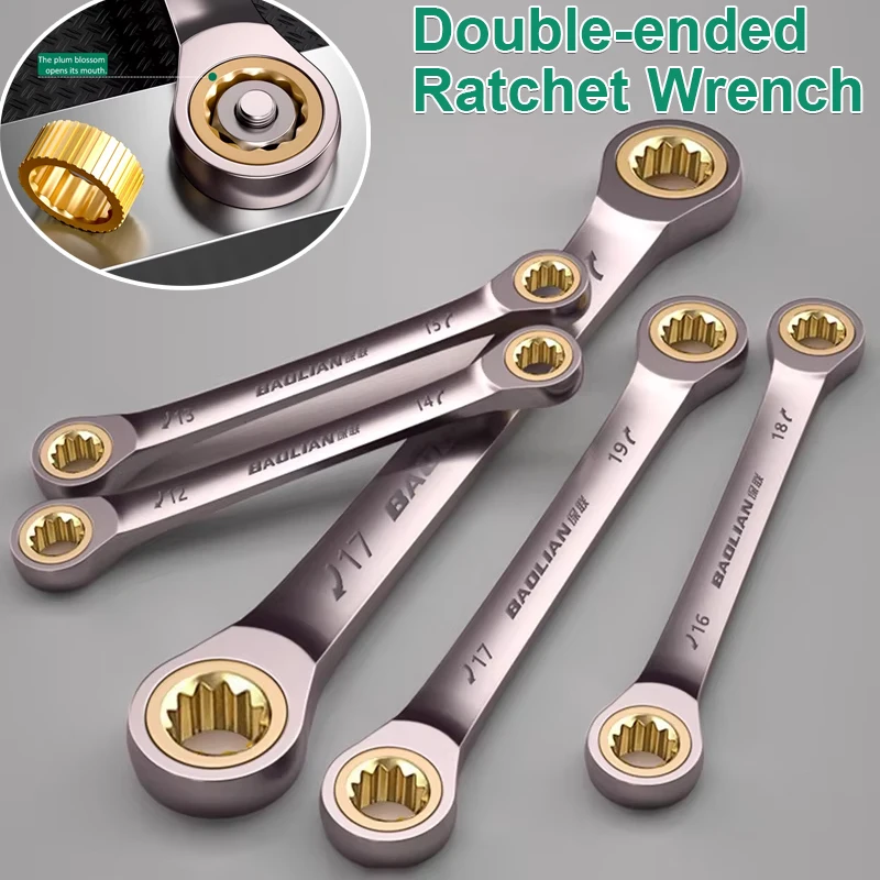 1pc chave torx de dupla utilização 6mm-27mm dupla direcional flor de ameixa chave de catraca universal para ferramentas de reparo de carro ferramenta manual