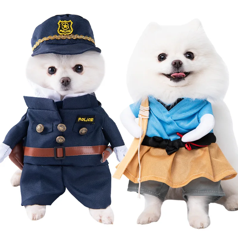 Pet Halloween Clothes Nurse Costume Dress Up Dog Pet Costume Funny Dog Cat Uniform Dress Cosplay Police Outfit for Small Animals