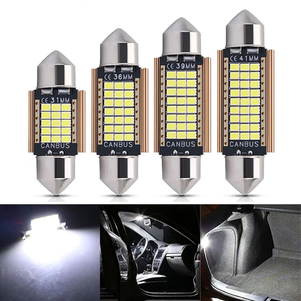 

2/4pcs 31/36/39/41mm Car interior Reading Light roof light C5W Festoon Dome Lamp Map light LED License Plate Lamp Tail box light