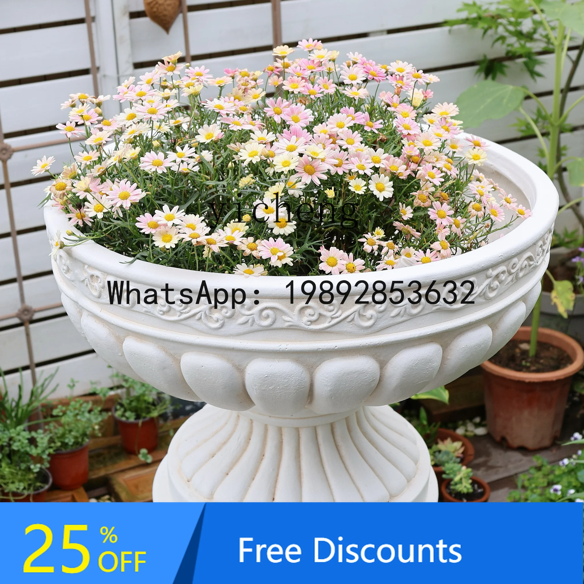 

Garden European Style Wide Mouth Flower Pot Decoration for Courtyard Balcony Entrance Ornament